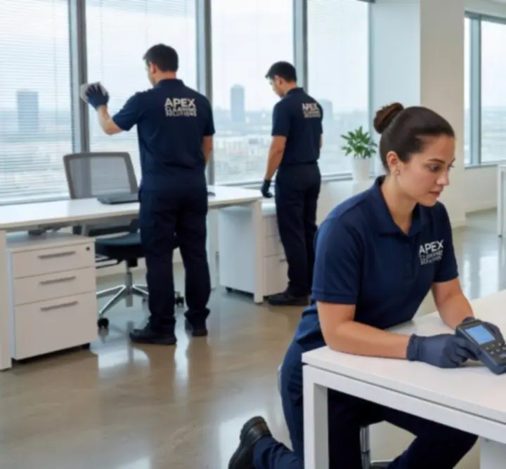 Kwaliteitsteam dat een kantoorinspectie uitvoert