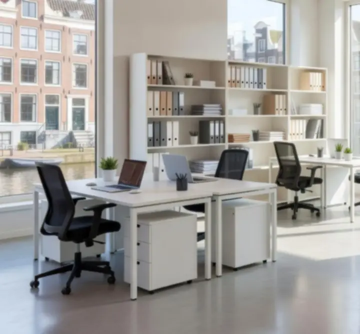 Modern schoon kantoorinterieur met goed onderhouden werkplekken