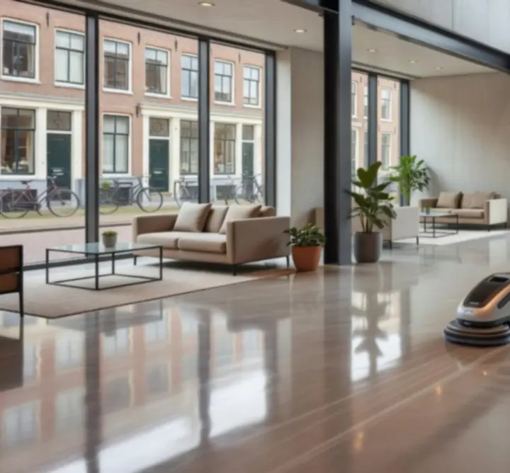 Professioneel vloeronderhoud in een modern kantoor