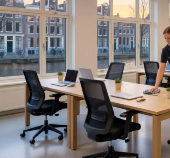 Visueel voorbeeld van een wekelijks schoonmaakrooster voor een klein kantoor