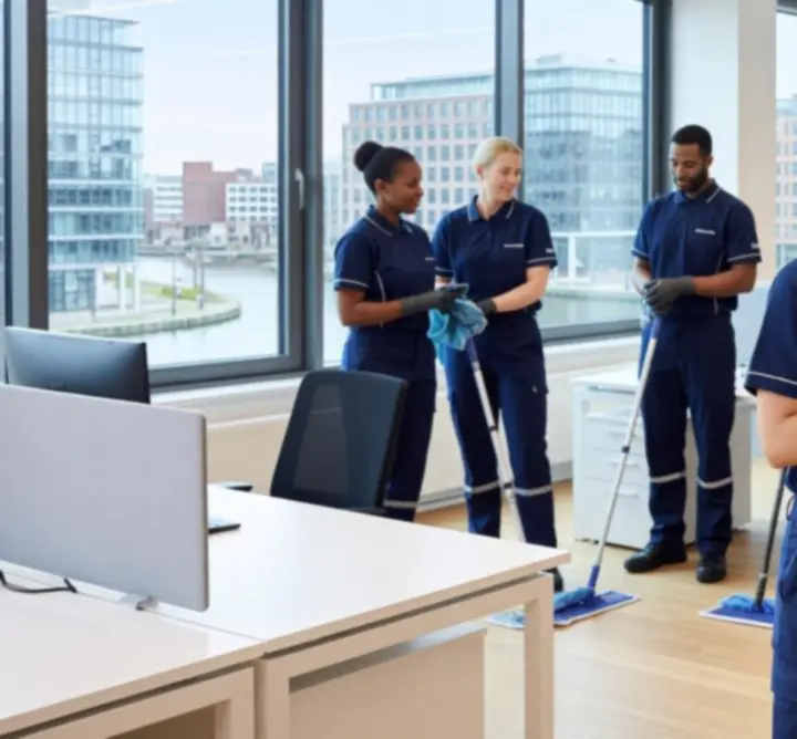 Overzicht van het schoonmaakproces in een modern kantoor