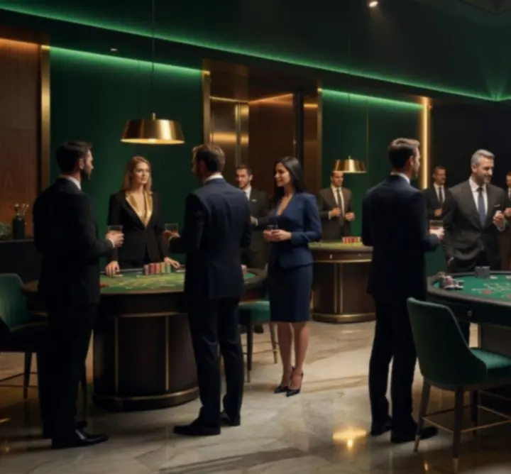 Elegáns vállalati kaszinó rendezvény játékasztalokkal